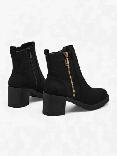 Botine de damă din piele ecologică întoarsă cu toc Arshena