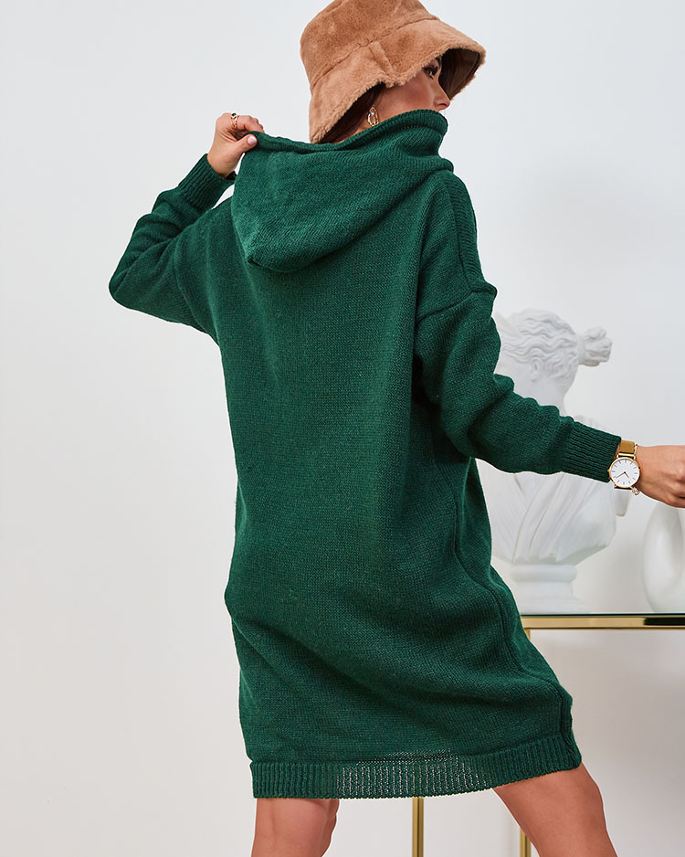 Royalfashion Rochie pulover de damă verde închis