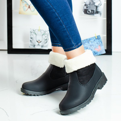 Czarne botki ocieplane Mameka- Obuwie