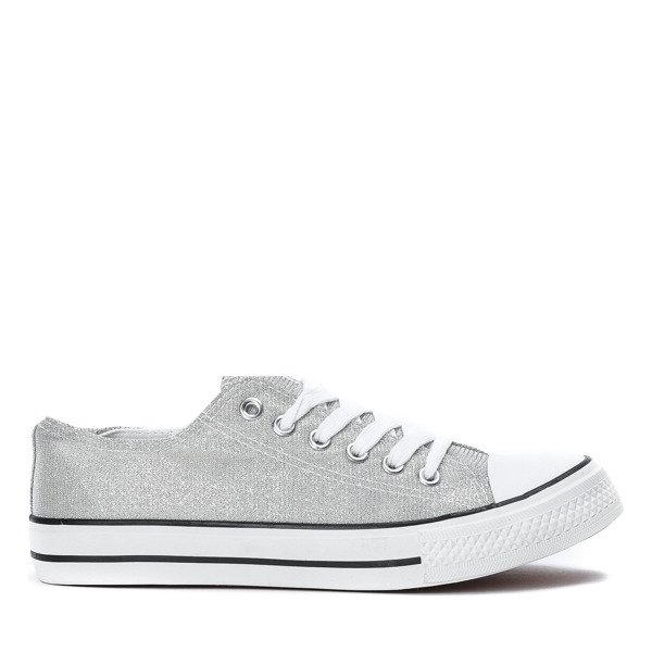 Srebrne trampki pokryte brokatem Audiene - Obuwie