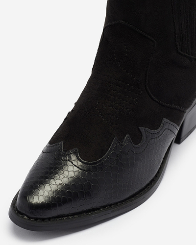 Cizme de cowboy de piele ecologică neagră pe stâlp joasă Zirras - Încălțăminte