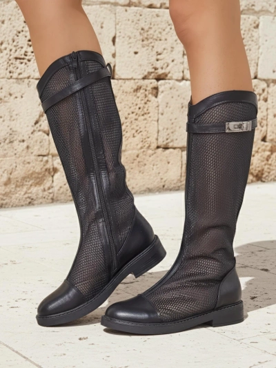 Royalfashion Botine de damă înalte perforate Ovittole