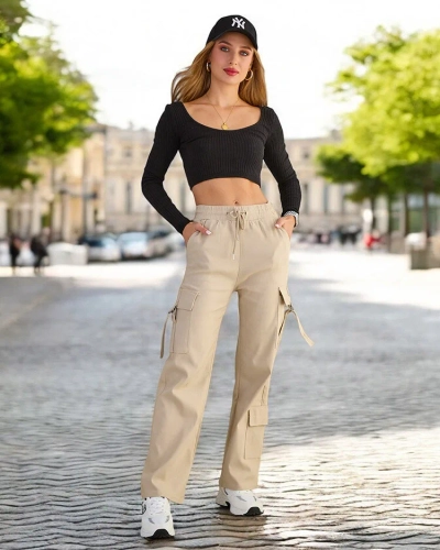 Royalfashion Pantaloni de luptă pentru femei din material textil