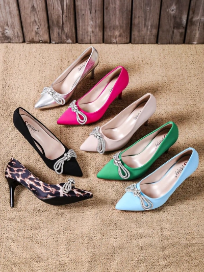 Royalfashion Pantofi cu toc pentru femei cu fundă Hepeles