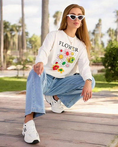 Royalfashion Hanorac cu imprimeu subțire din bumbac pentru femei