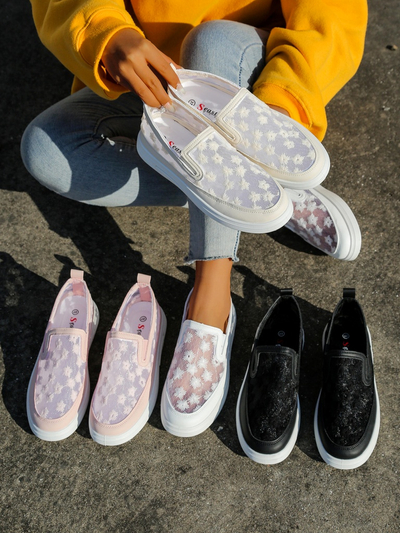 Mocasinuri cu plasă pentru femei Royalfashion cu flori Emzos