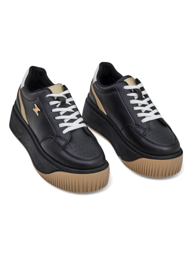 Sneakers damă Hypatia Nero din piele ecologică cu platformă de 5 cm
