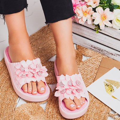 Różowe klapki na platformie Rosaria - Obuwie