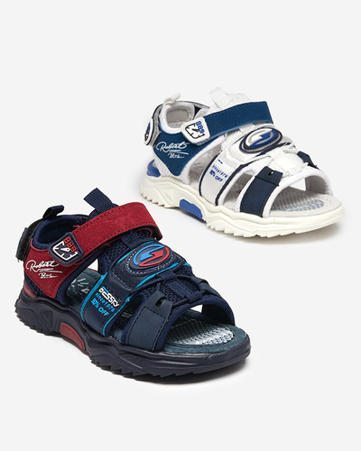 Sandale pentru băieți albe și bleumarin cu Velcro Roser-Footwear
