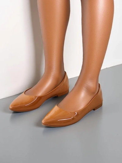 Royalfashion Pantofi ballet din piele ecologică lacuită pentru femei Aramiese