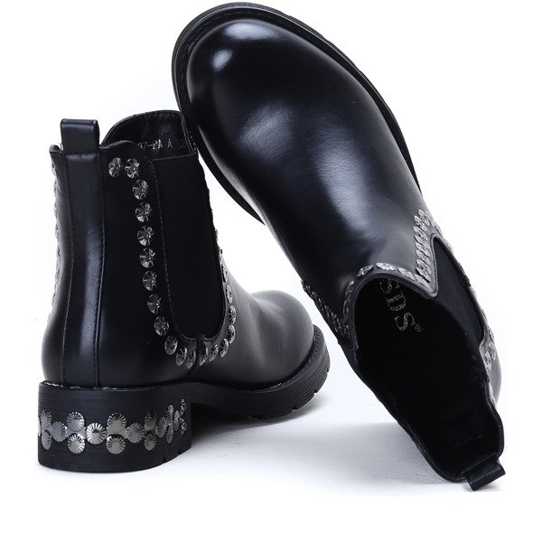 Czarne sztyblety z dżetami Clover- Obuwie