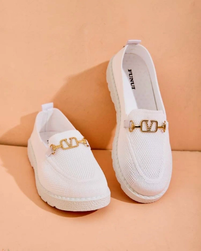 Royalfashion Mocasini de damă din material textil cu ornament auriu Erticae
