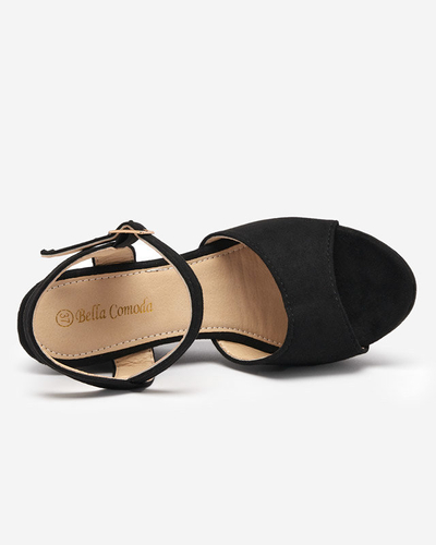 OUTLET Sandale negre dama pe pană Nalem - Încălțăminte