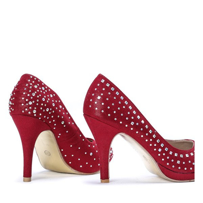 Czerwone szpilki z cyrkoniami Asja - Obuwie
