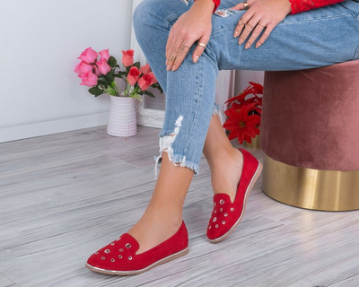 Czerwone mokasyny z przelotkami Dana- Obuwie