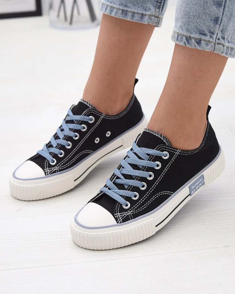 Adidași cu șiret pentru femei negri Tasabba- Footwear