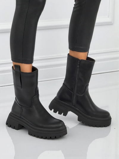 Wyższe botki damskie ze skóry ekologicznej Scarlet Mist