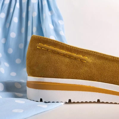 OUTLET Mocasini galbeni dama pe pană joasă Dardariel - Pantofi