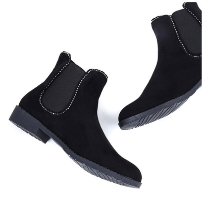 Czarne sztyblety z cyrkoniami Elizabeth - Obuwie