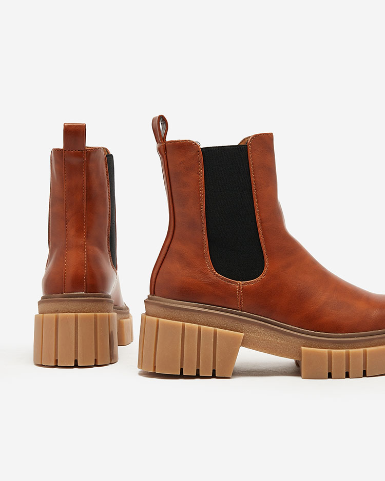 Royalfashion Cizme de damă maro cu talpă solidă Eferope