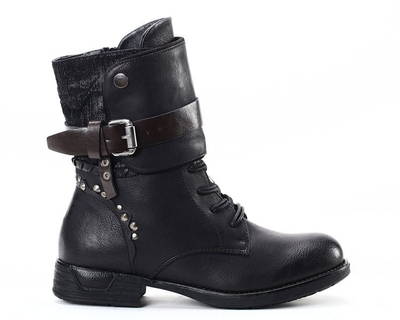 Czarne wysokie workery Soefinna - Obuwie