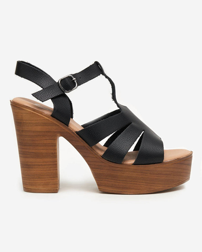 OUTLET Sandale negre dama cu toc inalt Mianka - Incaltaminte