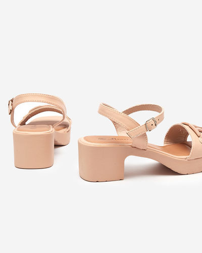 OUTLET Sandale de dama bej pe stalp Frokio - Incaltaminte