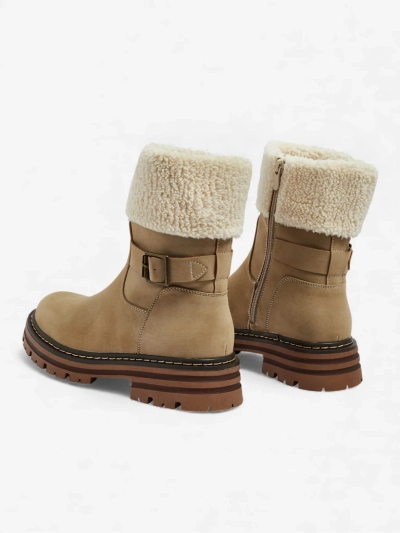 Botine de damă din piele ecologică cu blană Merli