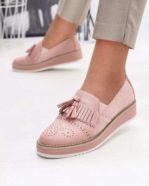 Cizme cu tocuri joase de damă roz Veolita- Footwear