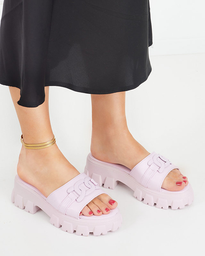 OUTLET Papuci de dama violet pe talpa mai groasa Inza-Shoes