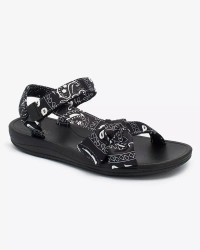Royalfashion Sandale negre pentru femei cu fundiță Oyall