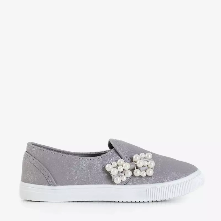 OUTLET Adidași gri pentru copii cu fundă Malasita - Încălțăminte