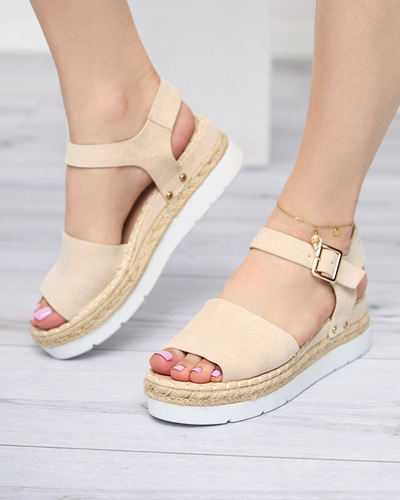 OUTLET Sandale de damă bej pe pană Setovia - Încălțăminte