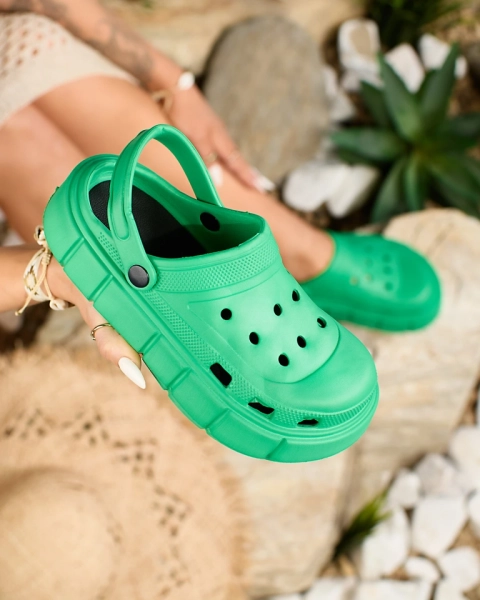 Royalfashion Șlapi de cauciuc pentru femei de culoare verde închis Kooranza