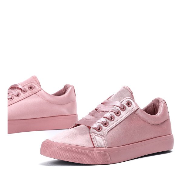 Różowe tenisówki wiązane wstążką Natalienn - Obuwie