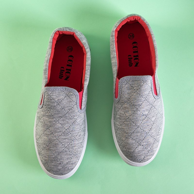 Slip pentru femei matlasat gri cu inserții fucsia Weridia - Încălțăminte