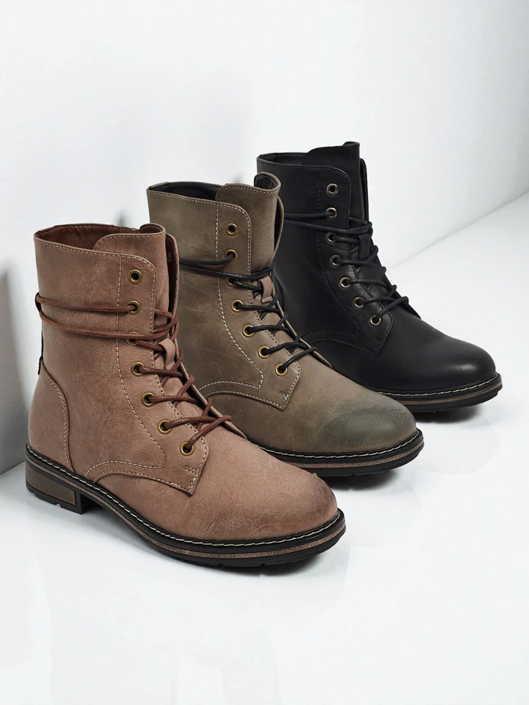 Botine Dama Flora Maro Sintetice Casual pentru Toamnă