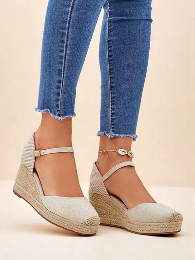 Dylne sandale koturne Callista Royalfashion bež ekologicka kozha