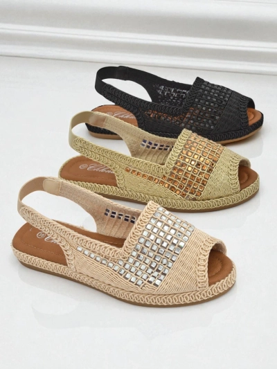 Sandale espadrile de damă cu pietre strălucitoare Belle Sparkle