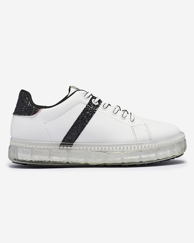 Pantofi sport de damă de culoare albă cu inserții negre Asxa- Footwear