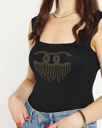 Top negru dama cu zirconiu cubic - Imbracaminte
