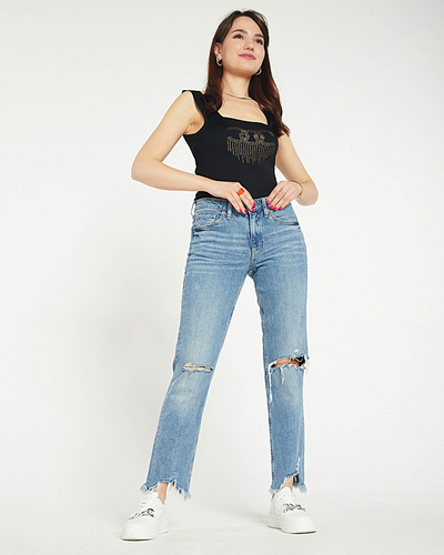 Top negru dama cu zirconiu cubic - Imbracaminte