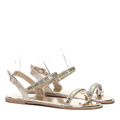 Złote sandały z cyrkoniami Farretes - Obuwie