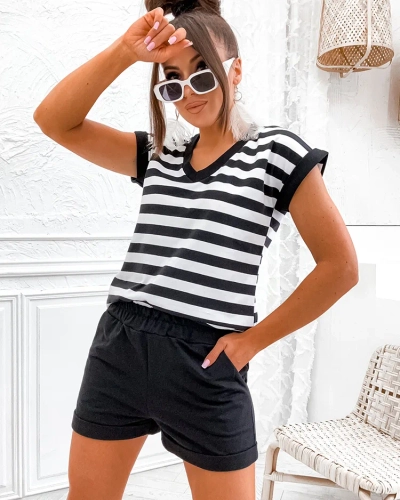 Royalfashion Set pentru femei din bumbac cu dungi