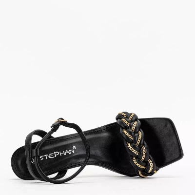 OUTLET Sandale de dama negre pe toc inalt Tenedi - Incaltaminte