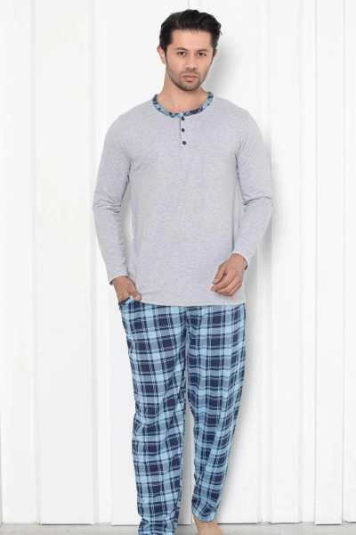 Royalfashion Pijamale din bumbac pentru bărbați cu carouri