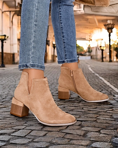 Cizme de damă maro deschis cu decupaje Geransa - Încălțăminte