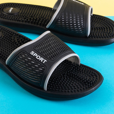 Papuci de cauciuc negri pentru bărbați cu vârfuri Liw - încălțăminte