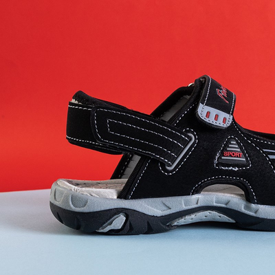 Sandale velcro Monekin pentru băieți negri - Încălțăminte