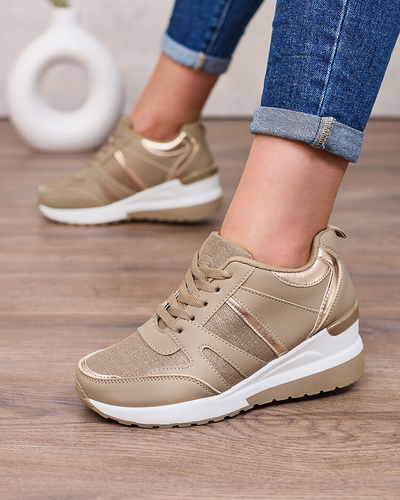 Royalfashion Adidași sport pe platformă pentru femei bej și maro Lacyrllia